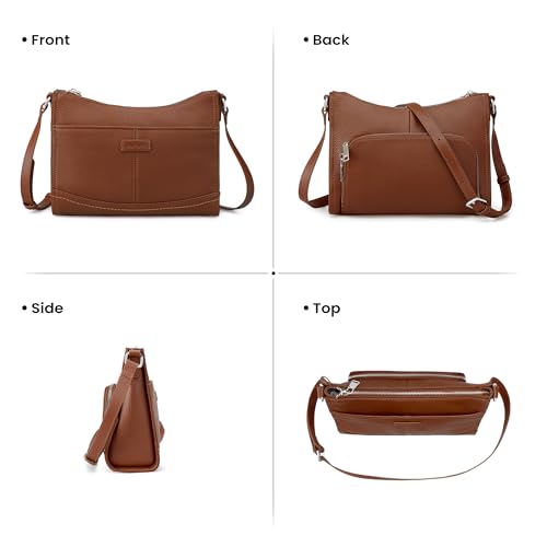 befen Genuine Leather Crossbody Bags for Women Travel Wallet Purse | Real Leather, Purse with Built in Wallet, RFID Blocking, 8 Card Slots, Crossbody Bag with Wallet, Detachable Shoulder Strap - color: Z02-cognac Brown