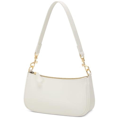 KKXIU Small Black Purse for Women, Cute Mini Shoulder Bag Zipper Closure | 2 Removable Straps, Retro Underarm Bags, Classic Crossbody Bag, Handbag for Women - color: Beige