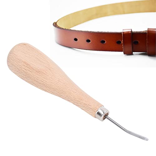 Curved Stitching Awl, Professional Leather Craft DIY Tool with Beech Wood Handle, for Punching Holes in Leather Sewing