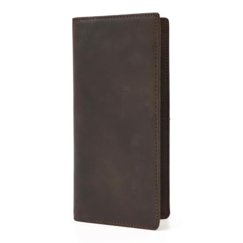 Vintage Genuine Leather Long Wallet for Men Women - color: 30-Dark Brown