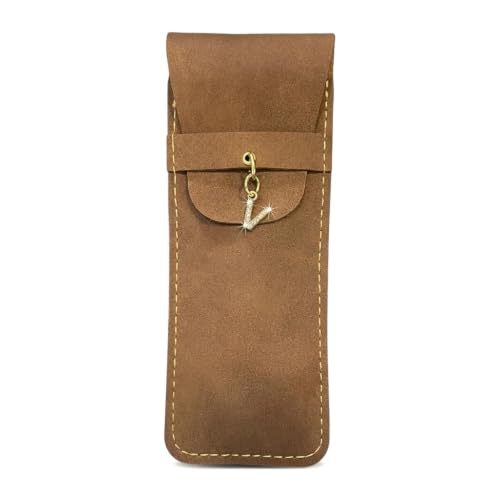 Personalized Initial PU Suede Pen Pouch - Office and Professional Storage Accessory, Ideal Gift for Coworkers (V) - color: V
