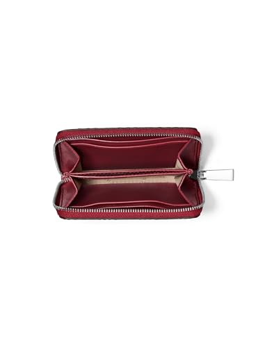 Michael Kors Jet Set Small Zip Around Card Case, Silver-Tone Hardware/MK Embossed Glitter/Oxblood - color: Silver-tone Hardware/Mk Embossed Glitter/Oxblood