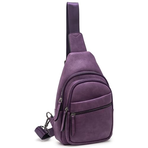 Alldaily Large Sling Bag for Women Crossbody Purse Leather Fashionable Trendy Chest Bag for Travel, Fanny Pack (Purple) - color: Purple