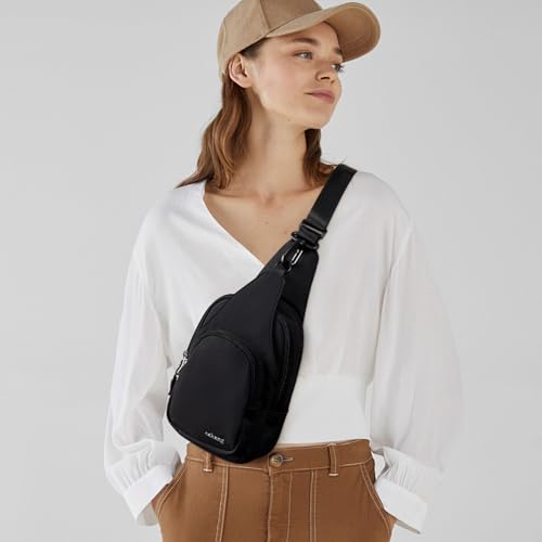 cakang Womens Sling Bag Crossbody Bags for Women Vegan Leather Sling Backpack Daypack Fanny Pack Crossbody Purse Travel - color: 6-black-small