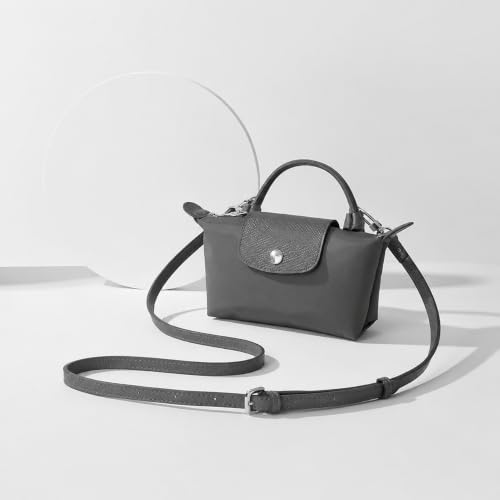 Purse Straps Replacement, Leather Handbag Crossbody Shoulder Strap Kit Adjustable for Mini Longcamp Tote Bag Women - color: Anthracite