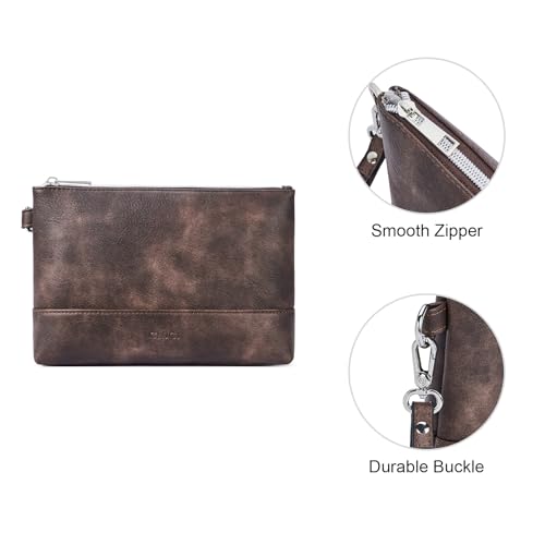 CLUCI Wristlet Wallet for Women Large Capacity Clutch Purse | PU Leather Wallet, Gift for Women Birthday - color: Coffee