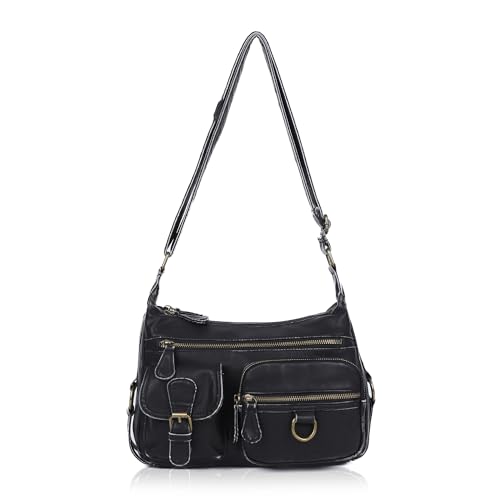 Angel Barcelo Cross body Shoulder Bag Women Soft PU Leather Purses and Handbags - color: 801-black