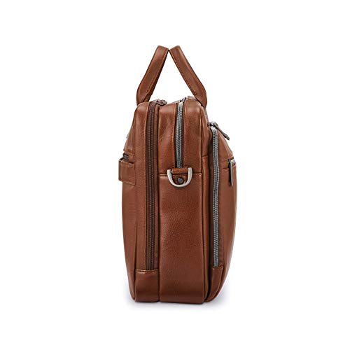 Samsonite Classic Leather Toploader Briefcase - color: Cognac