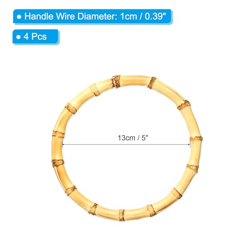 PATIKIL 5.9 Inch Bamboo Purse Handles, 4 Pcs Round Replacement Handmade Rings for Tote Bag Purse Making Decorations, Wood - color: Wood, size: 5 Inch