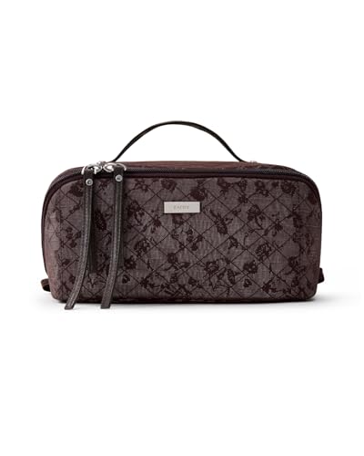EACHY Travel Makeup Bag, Large Toiletry Bag for Women, Flat-Opening Organizer Pouch with Compartments - color: BA-Red, size: Medium