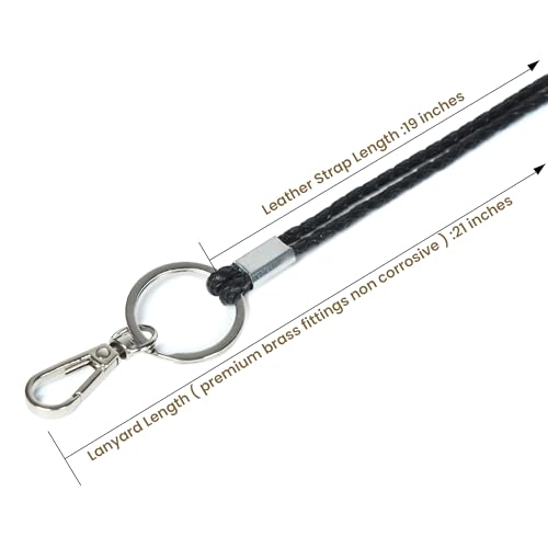 GENIQUE leather lanyards for id badges, key leather lanyard, 21 inch length lanyard leather for keys, id badges, flash drive - color: Black Distressed