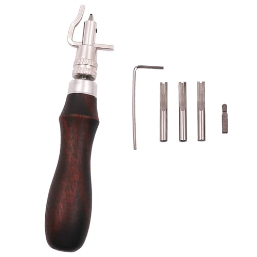 1Set 7 in 1 Professional Adjustable Leather Grooving Tool Creasing Beveling Combination Machine Leather Beveling Handcrafting Tool Set for Belts Wallets Placemats Pocket Punching