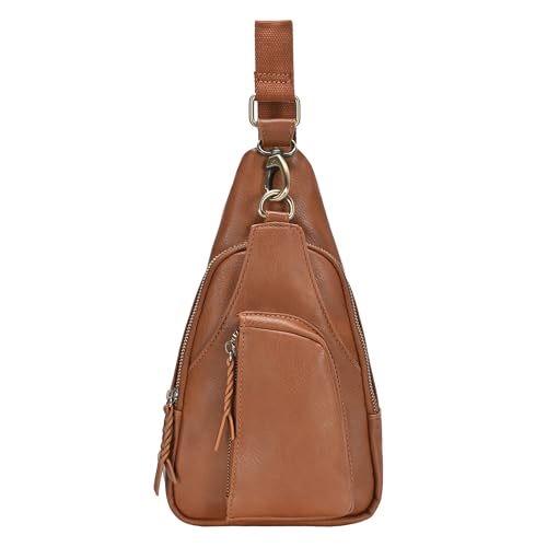 Antik Kraft Tasha Crossbody Sling | Vegan Leather Crossbody Bag for Women with 16-20" Strap | Sling Bags for Women - color: Tan