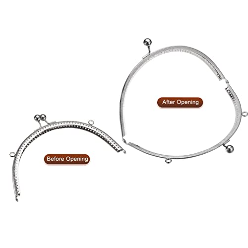 Uxcell 4pcs Metal Purse Frame, 8" Kiss Lock Clasp Rectangle Embossed Clutch Frame Handles for Coin Purse Sewing Wallets Bags Making DIY Craft, Silver - color: Silver, size: 8"