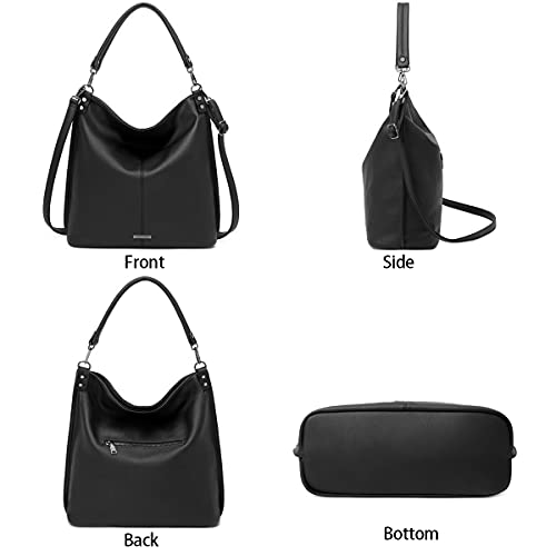 lapsting Hobo Bags for Women Handbags Purse Ladies Boho Shoulder Bag Crossbody Purses Faux Leather - color: H - 17.3inch Black - Black Metal