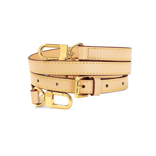 Vachetta Leather Adjustable Crossbody Strap for Leather Shoulder Strap Belt Replacement Suitable for L V Handbags - color: Width:0.6in-beige