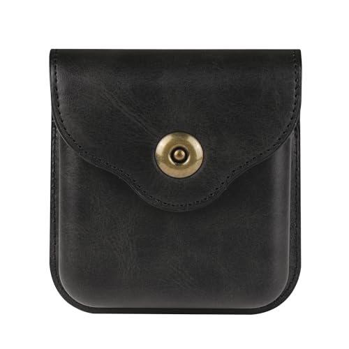 Cellphone Waist Bag with Card Holder Compatible with Samsung Galaxy Z Flip 6/Z Flip 5/Z Flip 4/Z Flip 3/Z Flip 4G 5G, Mens Leather Holster Case with Belt Clip Carrying Case Waist Bag for Cellphone - color: Black