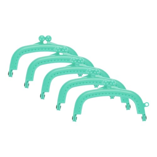 uxcell 5 Pcs Plastic Purse Frame, 8.5cm/3.3" Retro Arch Kiss Lock Clasp Frame Embossed for Purse Making, Handled Bag, Coin Bag Clutch Bag, Frame Hardware Replacements (Light Blue) - color: Light Blue