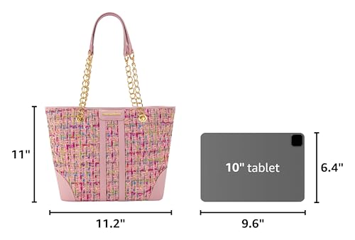 Montana West MEDIUM Tote Bag for Women Quilted Chain Handbags Shoulder Purse - color: M Pink