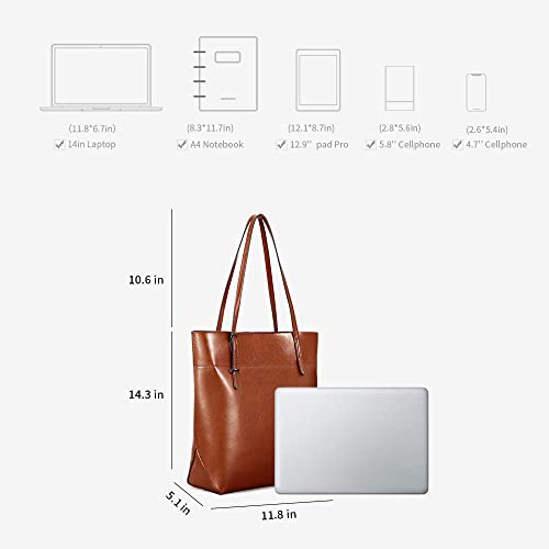 Kattee Vintage Genuine Leather Tote Shoulder Handbag for Woman - color: Brown