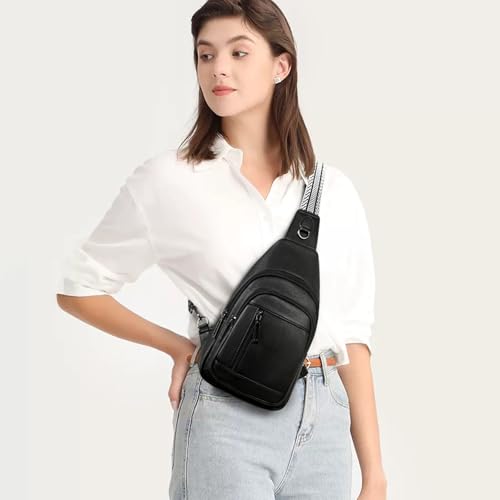 cakang Womens Sling Bag Crossbody Bags for Women Vegan Leather Sling Backpack Daypack Fanny Pack Crossbody Purse Travel - color: 2-black
