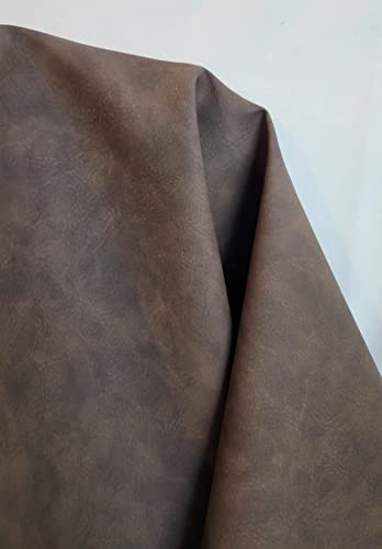 NAT Leathers | Dark Brown Tumbled Nubuck Calf Soft Faux Vegan Leather PU (Peta Approved) | 10 Yards (360 x 54 inches) Cut by Yard | Synthetic Pleather 0.9mm Nappa Vinyl | 360"x54" (Cafe Brown) - color: Cafe Nubuck, size: 10 yards (360"x54")