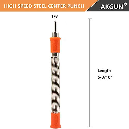 1/8-Inch High Speed Steel Center Punch, Hammerless Center Punch Tool | Perfect for Drill Marks on Wood or Metal - size: Single Ended Center Punch