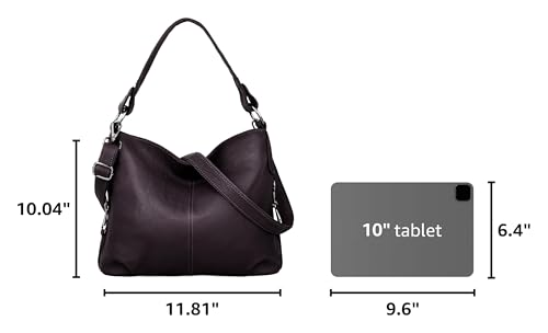 YALUXE Women's Real Leather Shoulder Bags Hobo Handbags Purse Crossbody Bag - color: Dark Purple