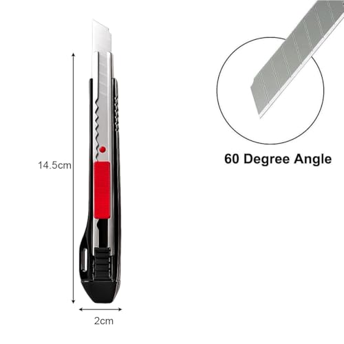 Gebildet 6pcs Professional Cutter - 9mm Snap Off Blades / 60 Degree Foil/Utility/Graphic Knife Set - Ideal for Foils, Wallpaper, Crafts, Cartons - color: Red-e1647