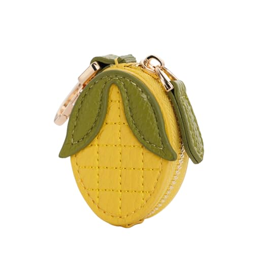 Fruit Coin Purse Bag Charm Keychain, Mini Charm Kawaii Leather Coin Purse Pouch Holder for Airtag Handbag Tote Wallet - color: Corn