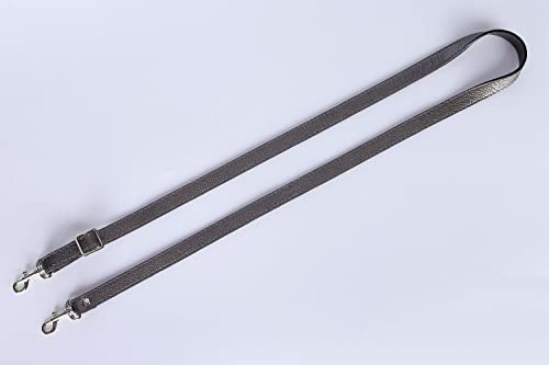 VanEnjoy Full Grain Leather Adjustable Crossbody Straps Replacement - 0.7” Wide, 25”-51” Long (Silver Grey-Silver Metal) - color: Silver Grey-Silver Metal