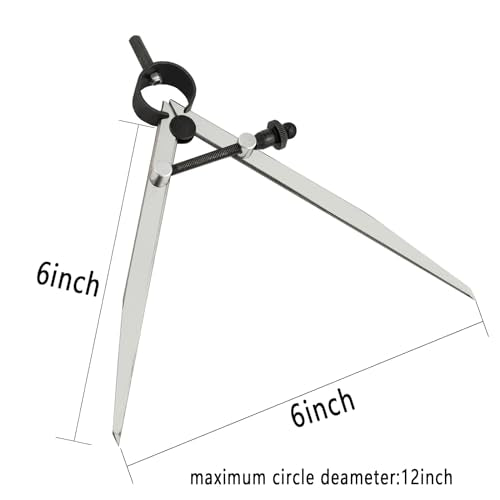 6 Inch Adjustable Lockable Steel Divider Wing Leather Compass with 8 Inch Stainless Steel Ruler for Leather Work, Woodworking, Metalworking and Geometry Drawing