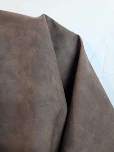NAT Leathers Dunkelbraun getrommeltes Nubukleder, Kalbsleder, weiches veganes Kunstleder, PU, 91.4 cm Längex137.2 cm Breite, 0.9 mm Nappa-Vinyl-Polsterung, 91.4x137.2 cm (Cafe Brown Nubukleder) - color: Cafe Nubuck, size: 1 yard (36"x54")