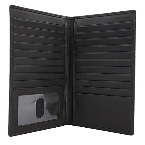 AG Wallets Genuine Leather Mens Long ID 19 Credit Card Security Wallet Black (RFID_Black) - color: RFID_Black