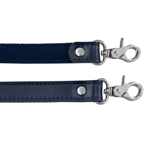 Allzedream Genuine Leather Purse Strap Sewing Canvas Replacement Handbag Shoulder Bag 2 Pcs - color: Navy, Silver Hardware