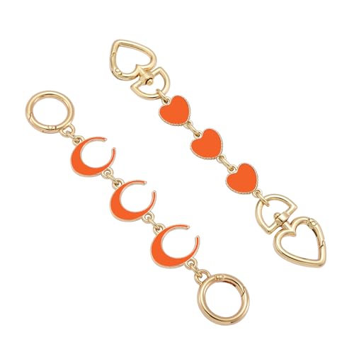 Anbys Purse Charms Chain Heart Moon Purse Extender Chain Bag Strap Extenders Bag Charms for Handbags(Orange Heart/Moon) - color: Lively Orange