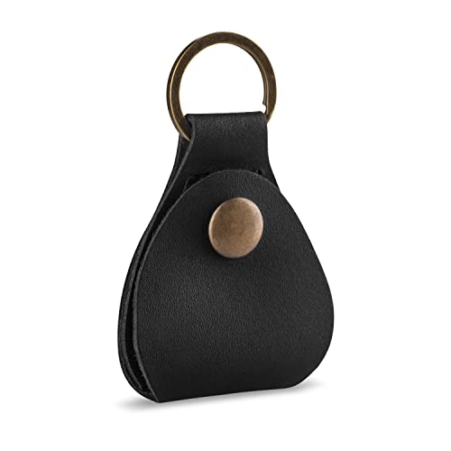 Leather Guitar Pick Holder Keychain, Guitar Pick Holder Case Bag, Plectrum Key Fob Cases Bag, Gift for Guitar Players Black - color: Black