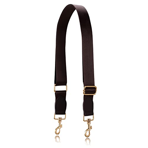 Allzedream Wide Purse Strap Replacement Crossbody Shoulder Bag Adjustable Leather Ends - color: Chocolate Gold Leather