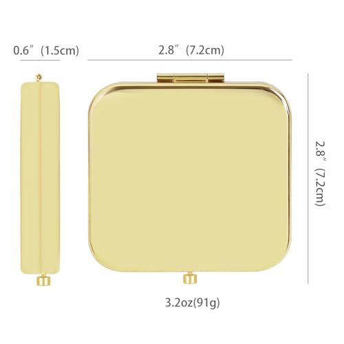 Small Compact Mirror, Gold Square 2.8”×2.8” Metal Frame Smooth Style Double Sided Mini Magnifying 1X/2X Mirror for Purse Can be Used as Gifts for Woman (Gd01) - color: Gold01