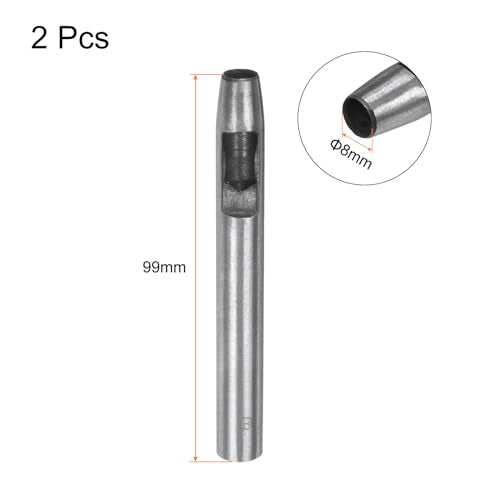 HARFINGTON 2pcs Hollow Punch for Leather 8mm Round Hole Punch Tool for Belt Puncher Carbon Steel Single Punch for Watch Belt Cut Leather Craft Rubber Paper Fabric Plastic Soft Material - size: 8mm