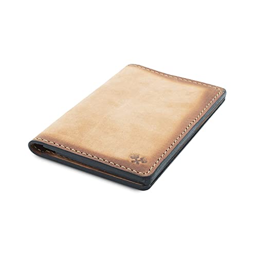 Leather Passport Holder for Men | Made in USA | 3.5" x 5.5" Field Notes Cover | Charred Oak - color: Charred Oak