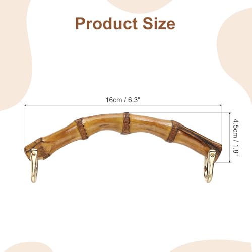 uxcell Bamboo Purse Handle, 6.3" U-Shaped Handbag Handle with D Ring, Replacement Decorative Handbag Strap for Crochet Beach Straw Bag Making, Brown - size: 6.3"