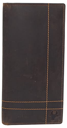 Genuine Leather Checkbook Cover For Men & Women Checkbook Holder Wallet RFID Blocking USA Series (Vintage Logo Brown) - color: Vintage Logo Brown