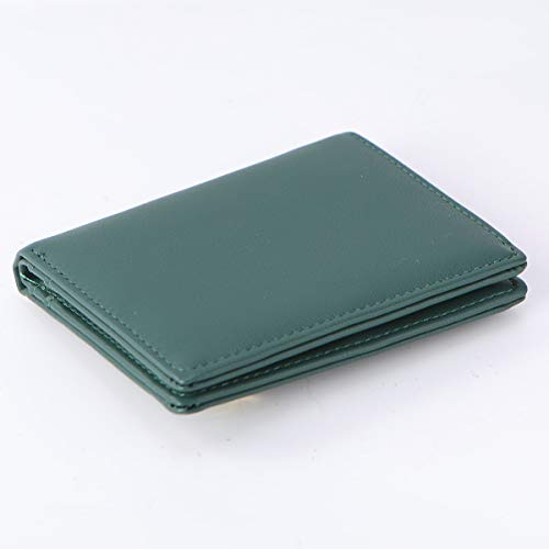 Women Wallets Small Bifold Leather Pocket Wallet Ladies Mini Short Purse - color: Dark Green