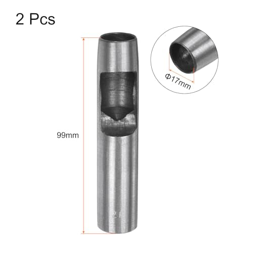 HARFINGTON 2pcs Hollow Punch for Leather 17mm Round Hole Punch Tool for Belt Puncher Carbon Steel Single Punch for Watch Belt Cut Leather Craft Rubber Paper Fabric Plastic Soft Material - size: 17mm