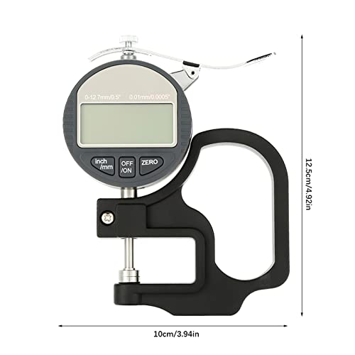 Hilitand Digital Thickness Gauge for Paper Leather Cloth Wire Measuring Tool 0-12.7mm Measuring Range 12.5 x 10cm
