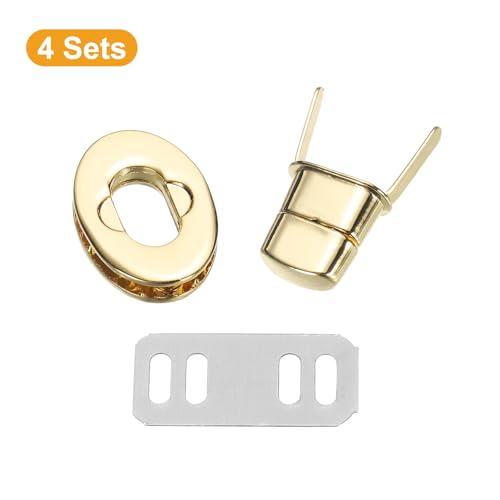 uxcell 4Pcs Twist Turn Lock Clasp, 24 x 16mm Closures Lock Fasteners Gold - color: Gold, size: 24 x 16mm