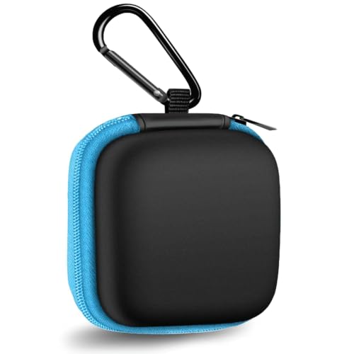 1 Pack Square Earbud Case Storage Bag with Carabiner, Blue | Portable EVA Carrying Case, For Wired/Wireless Headphones, SD Card Storage, Camera Chip - color: C2-square blue