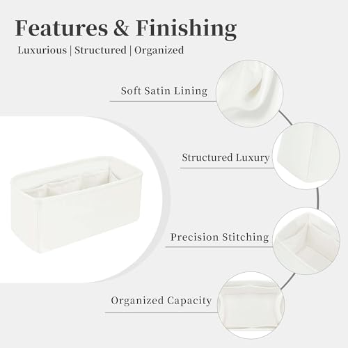 Satin Purse Organizer for Chanel 25 Bag Medium, Blanc - color: Blanc, size: 25 Handbag Medium