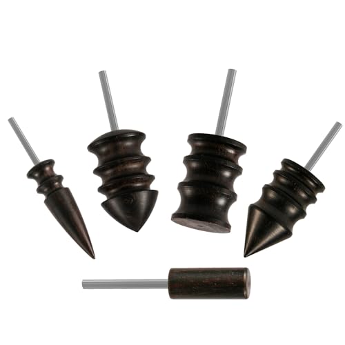 NQEUEPN 5pcs Leather Burnisher Bits for Rotary Tool, 5 Styles | Ebony Burnishing Machine Accessories for Leather Craft Edges